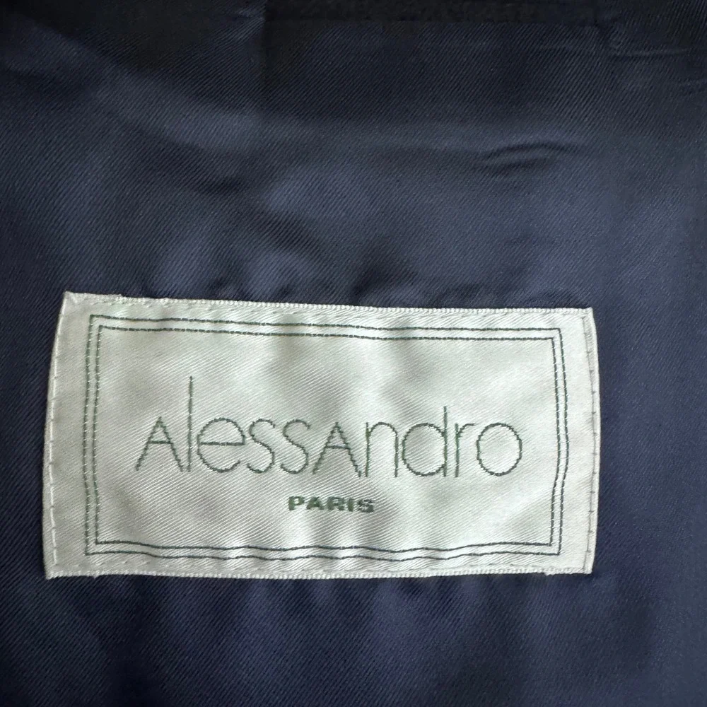 Alessandro Paris Blazer Mens 44R Navy Blue Solid Loro Piana Wool Cashmere Italy